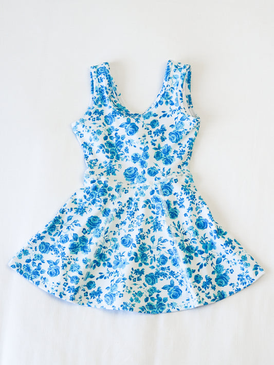 Tennis Dress - Blooming Blues (Size Down)