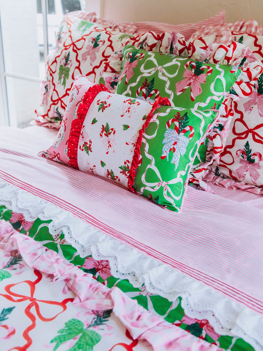Lace Trim Sheet Set - Pink Stripe