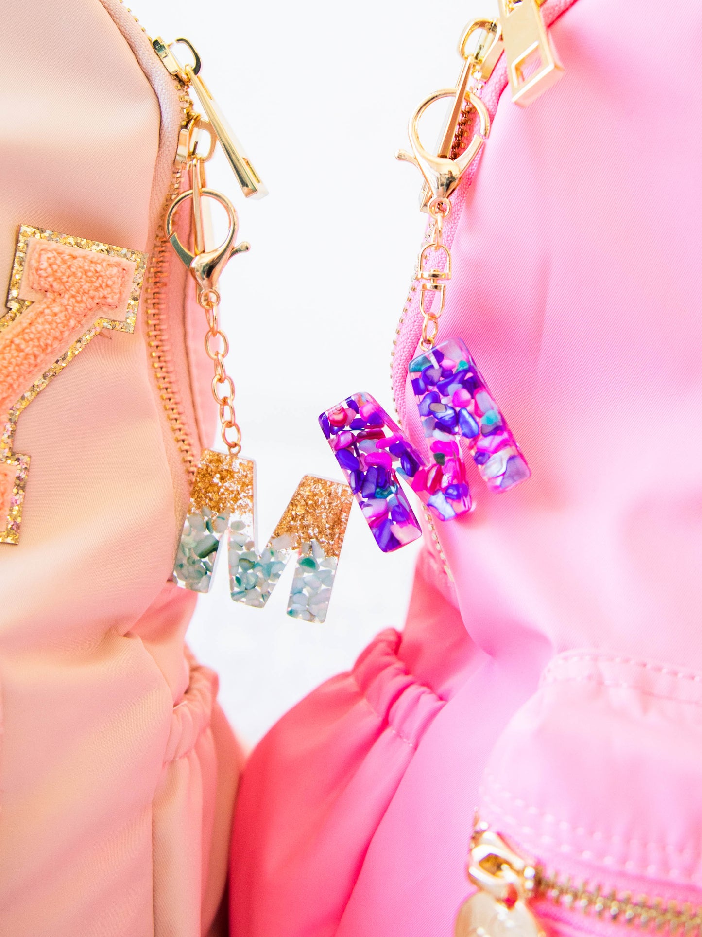 Letter Key Chain- Purple Pebbles