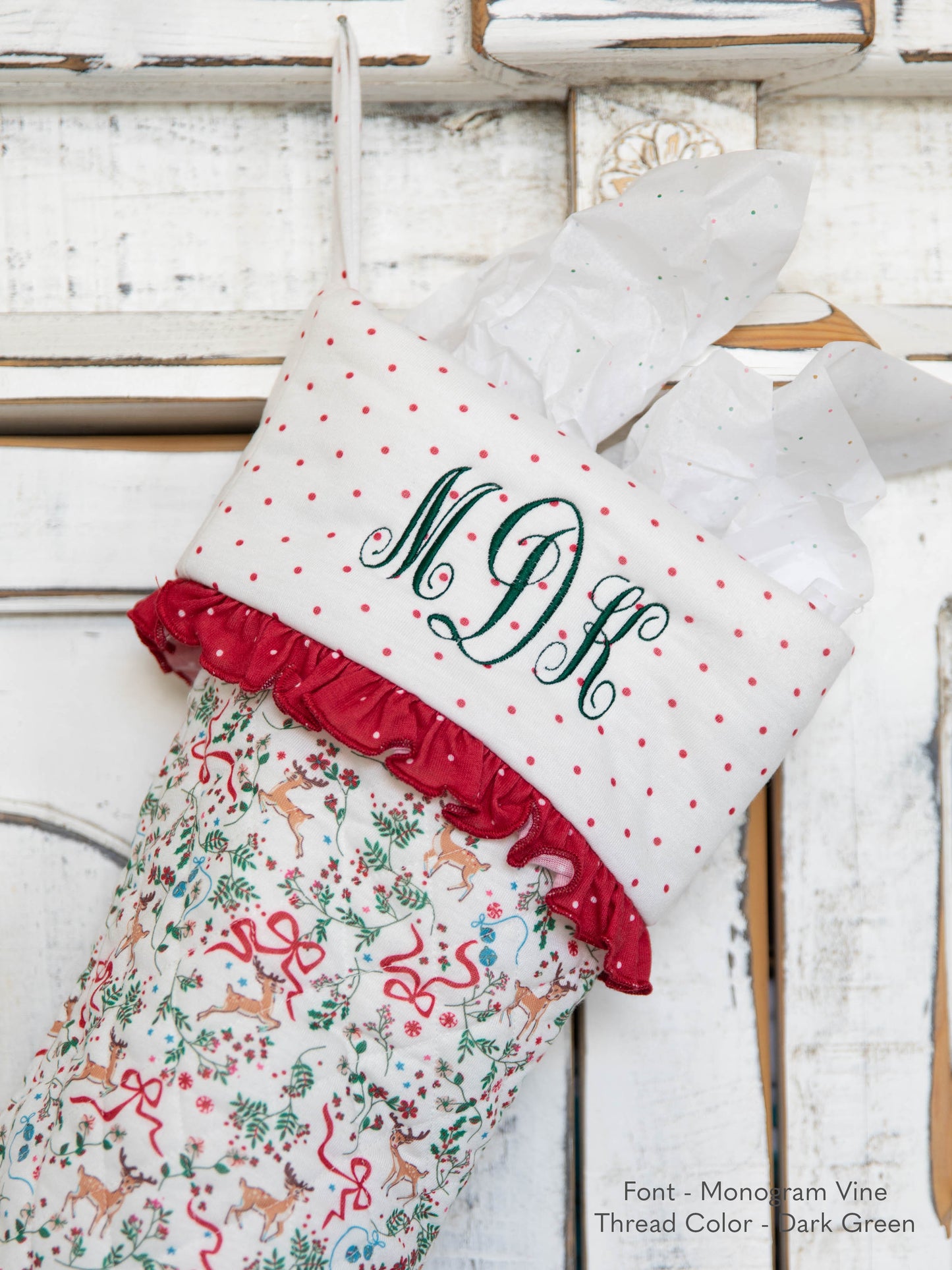 Ruffled Stocking - Holly Jolly Reindeer