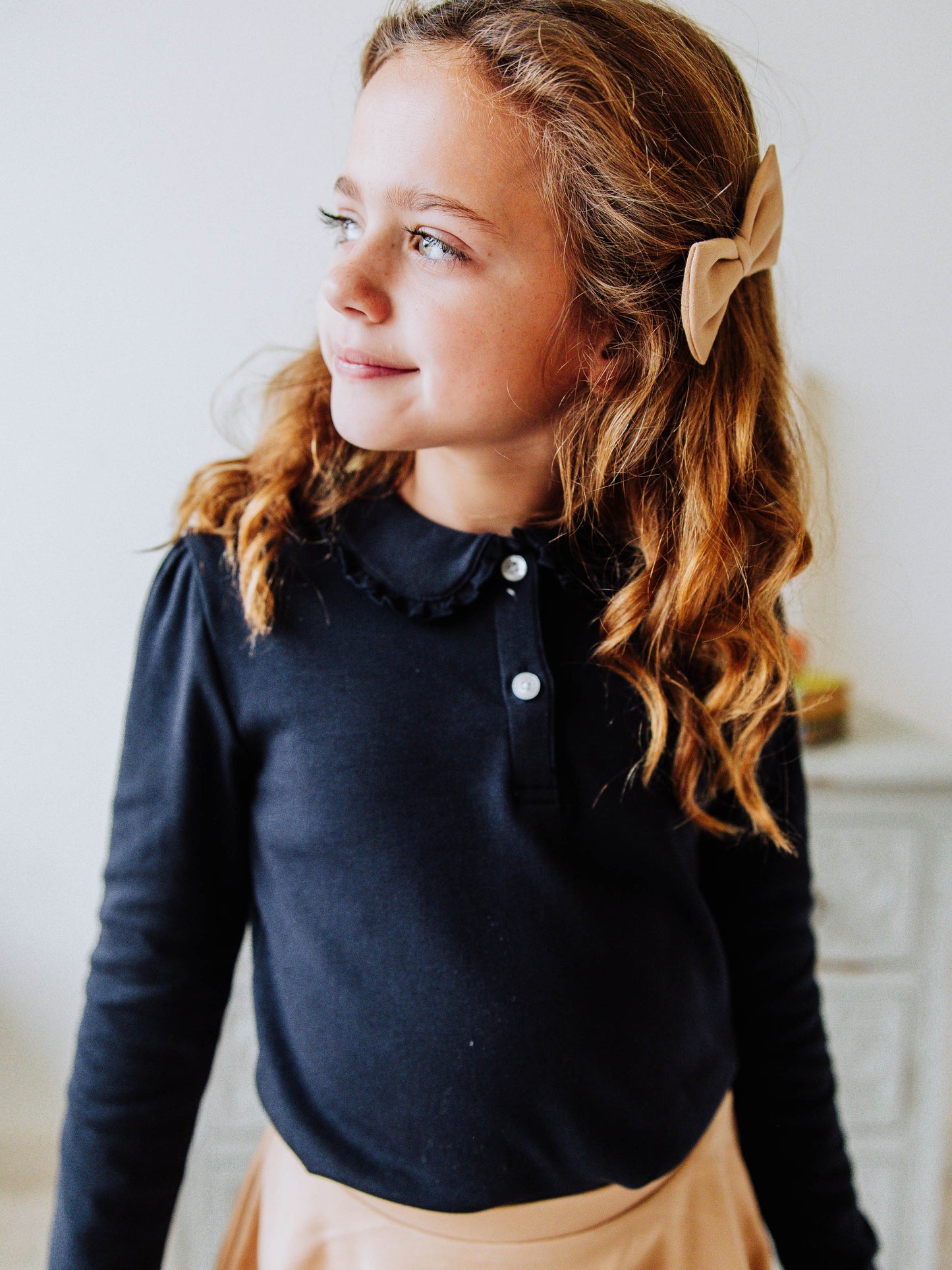 LS Ruffled Polo Shirt - Night Sky