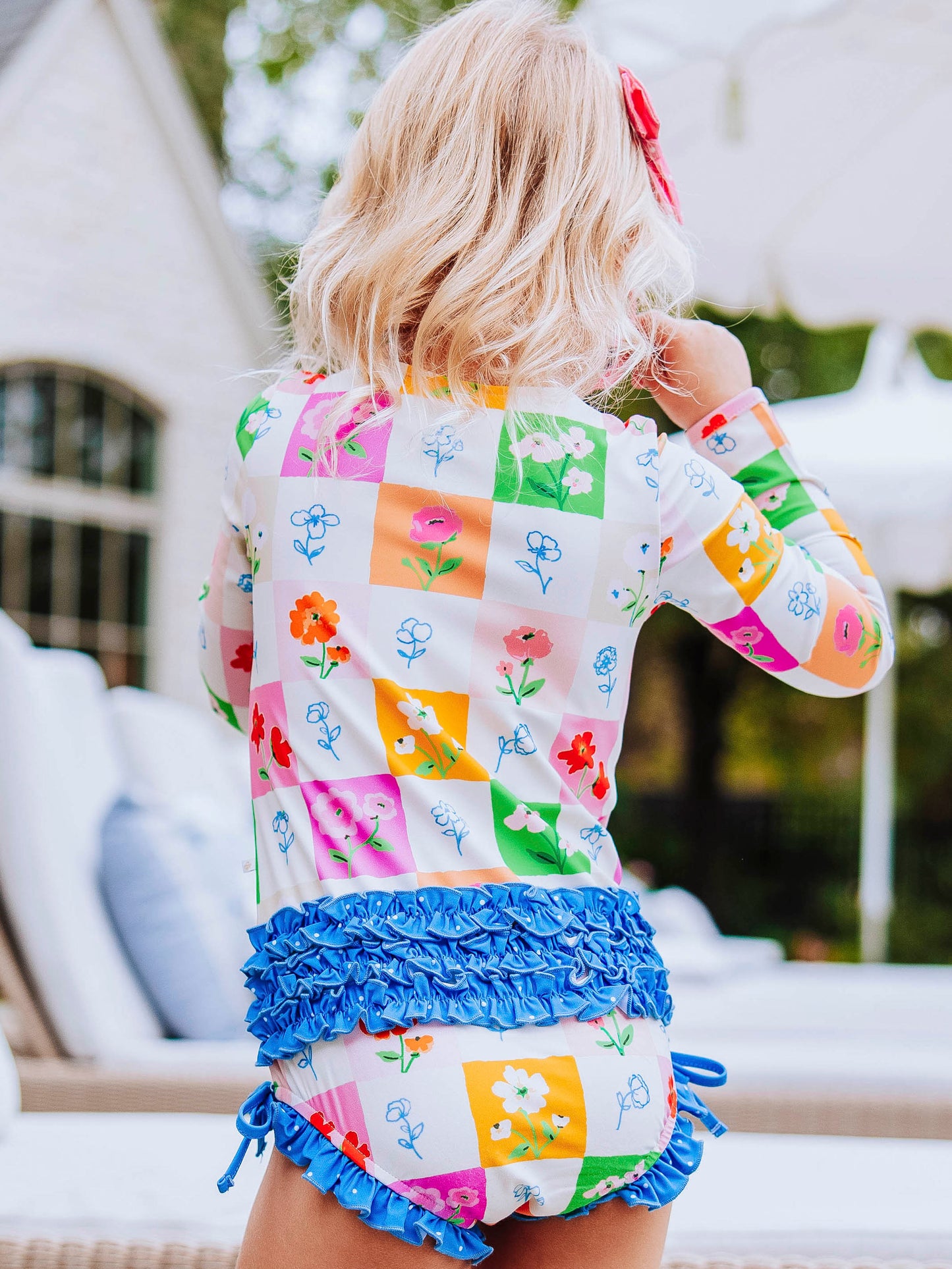 Solid Rash Guard - Checkered Blooms