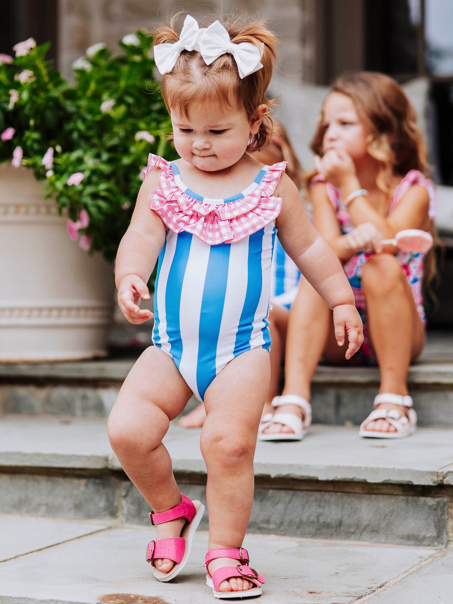 Mary One Piece - Beachy Blue Stripes