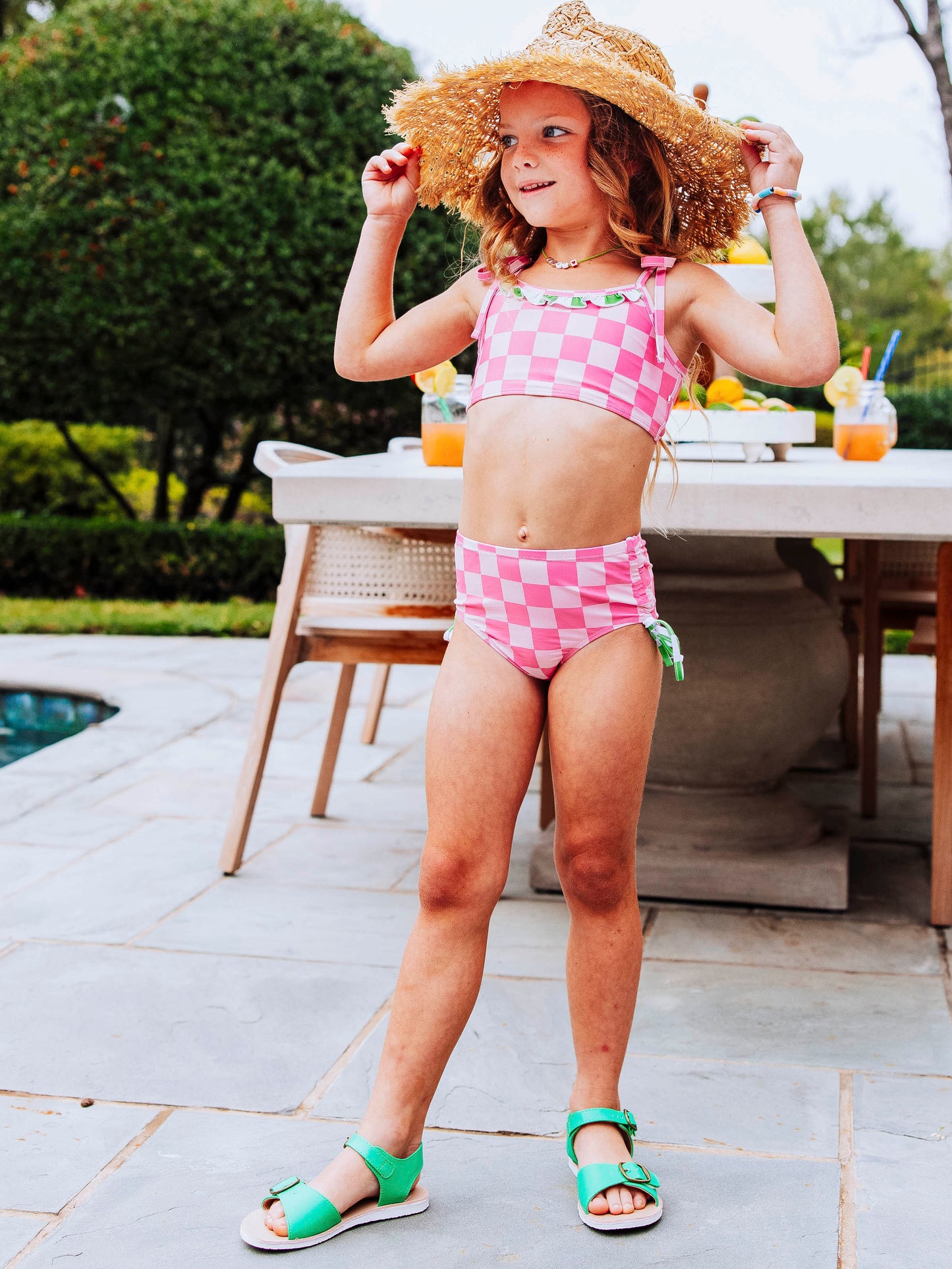 Meg Tankini - Dusty Checkered Pinks