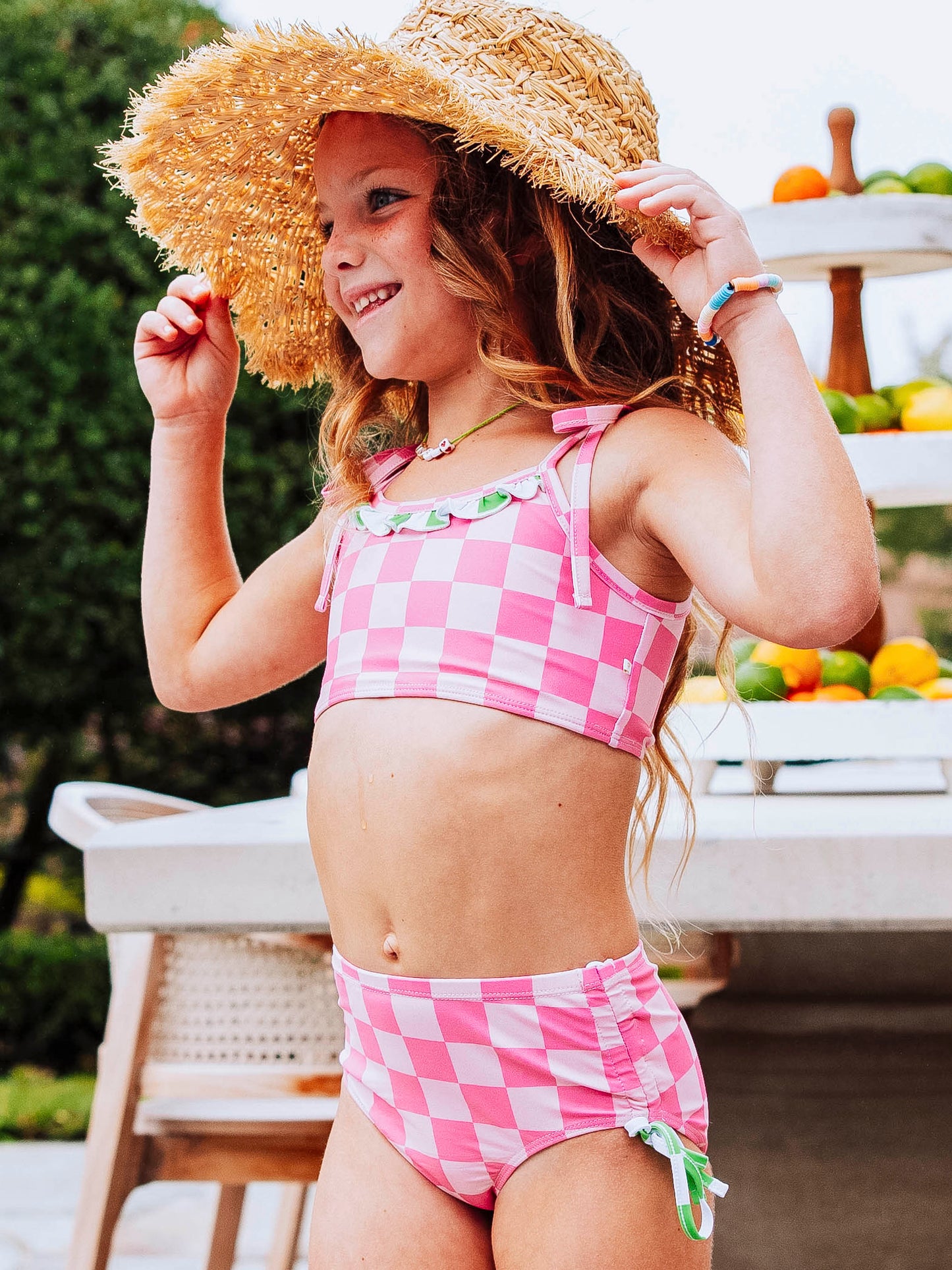 Meg Tankini - Dusty Checkered Pinks