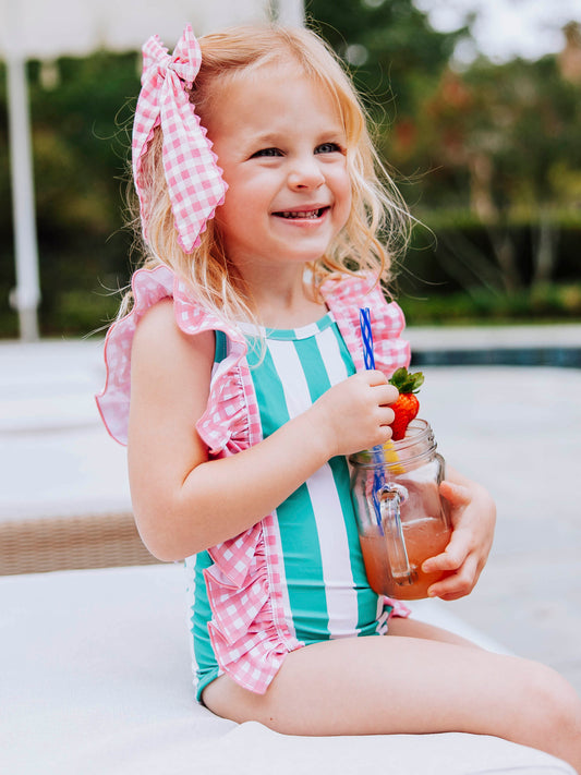 Moxie One Piece - Sea Green Stripe