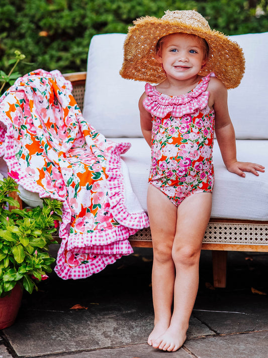 Mary One Piece - Glowing Pink Flowers
