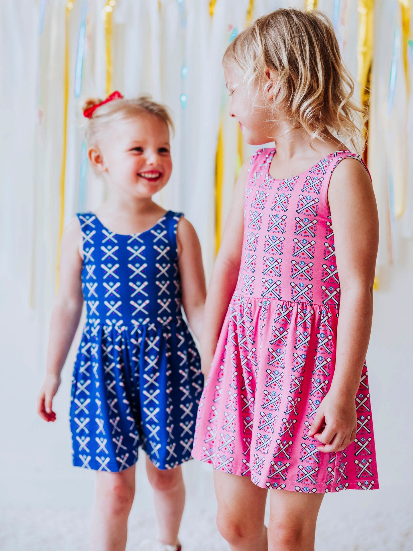 Short Leggy Romper - Baseball Bats Navy