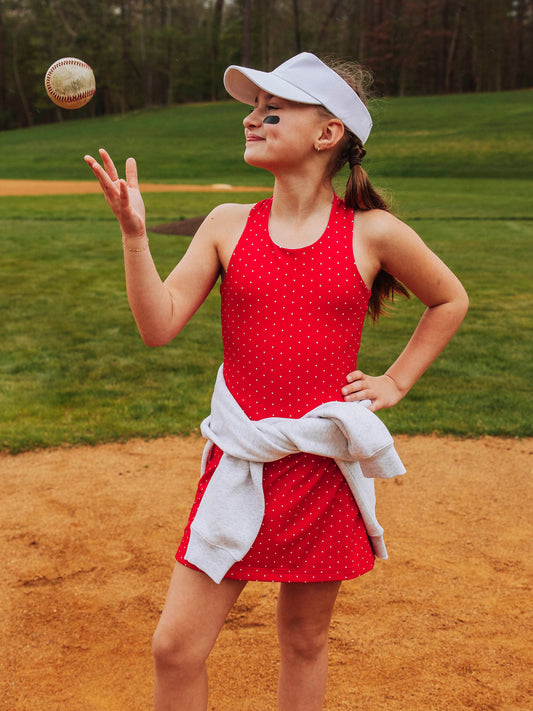 Racerback Tank Dress - Home Run Dotty