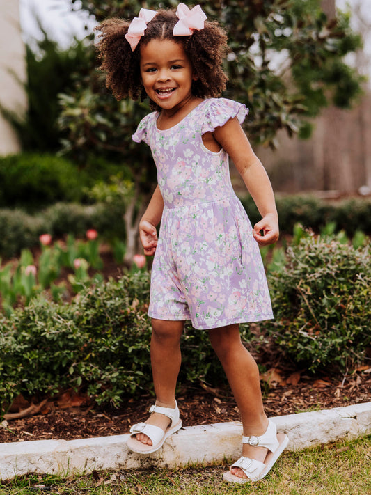 Short Leggy Romper - Pastel Blooms
