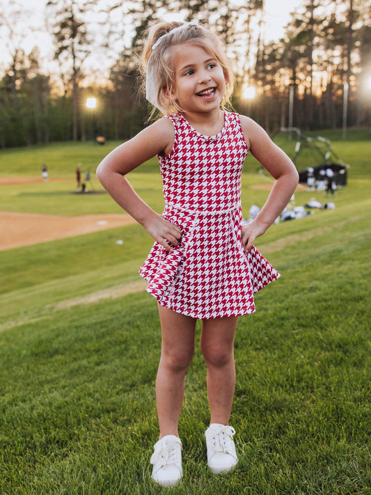 Tennis Dress - Crimson Houndstooth