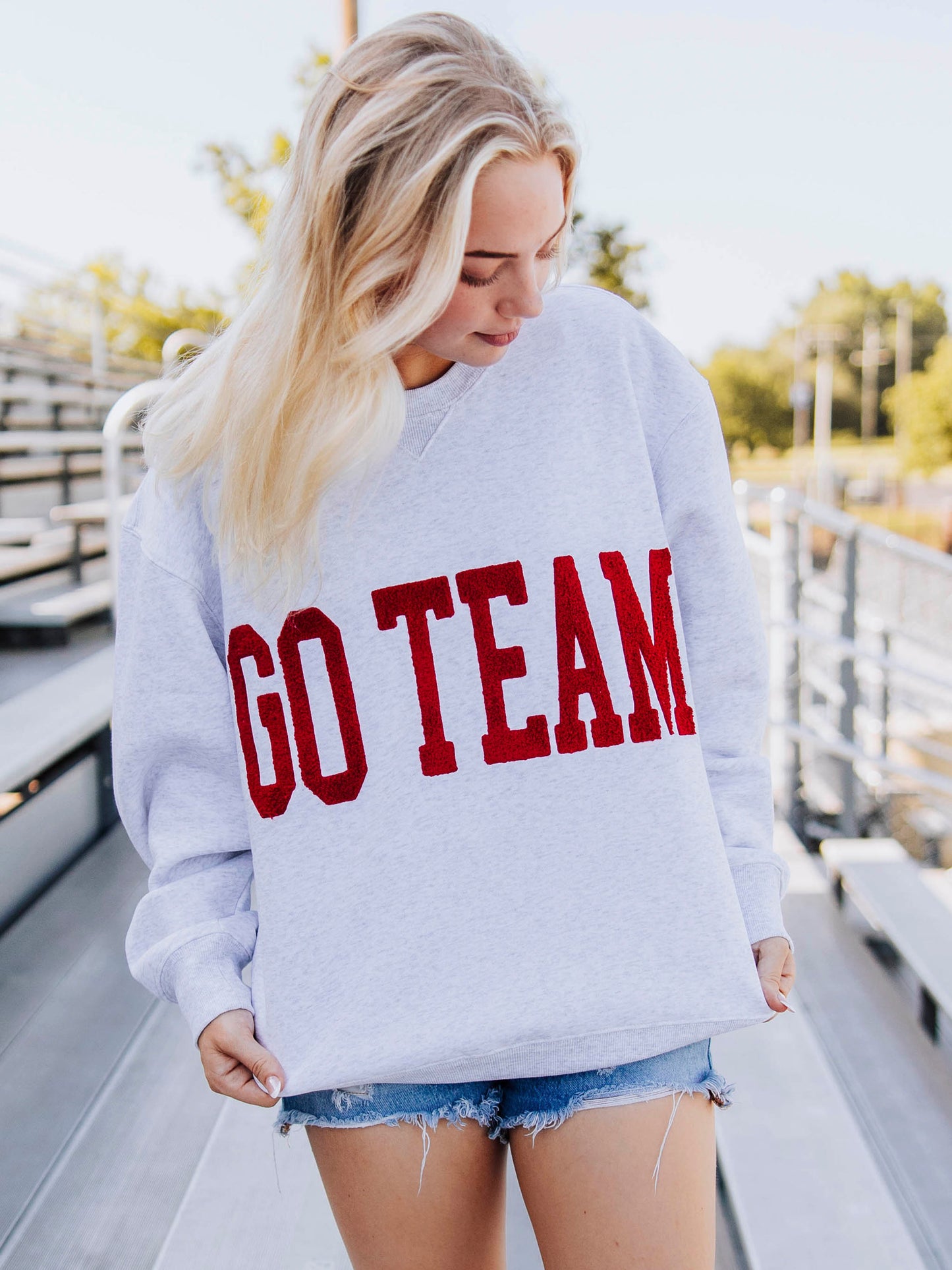 Adult Warm Knit Sweatshirt - Go Team Crimson