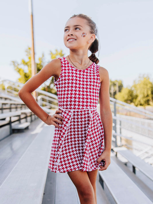 Tennis Dress - Crimson Houndstooth