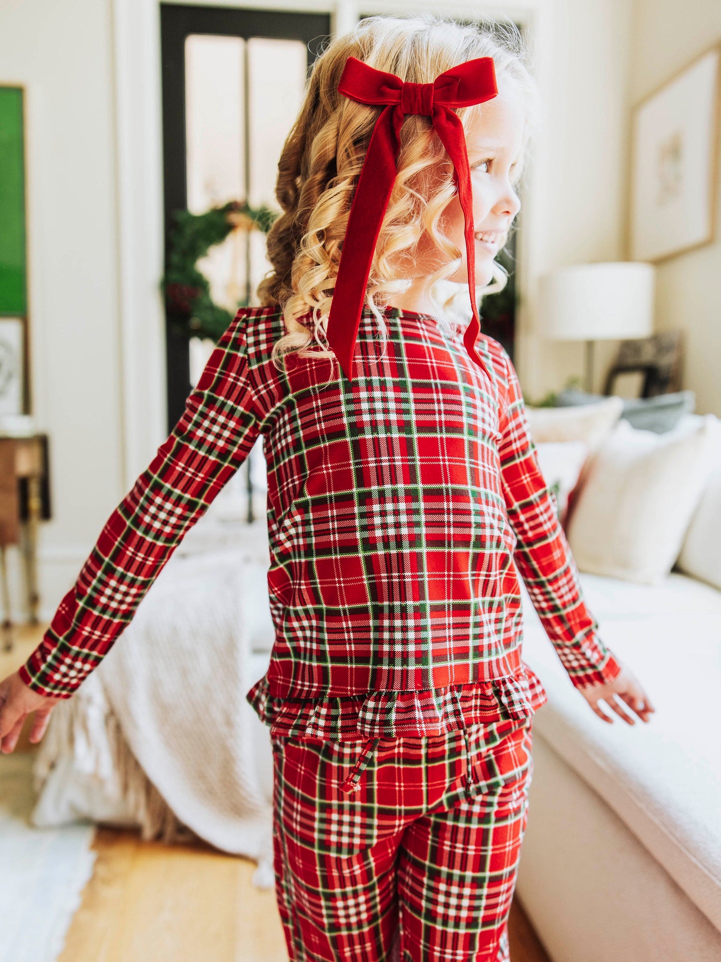Ruffled Pant Set - Merry Plaid