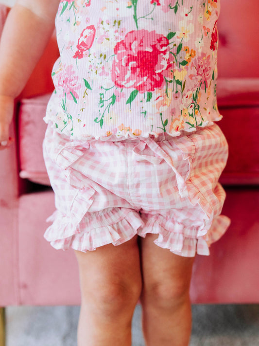 Ruffled Shorts - Pink Gingham