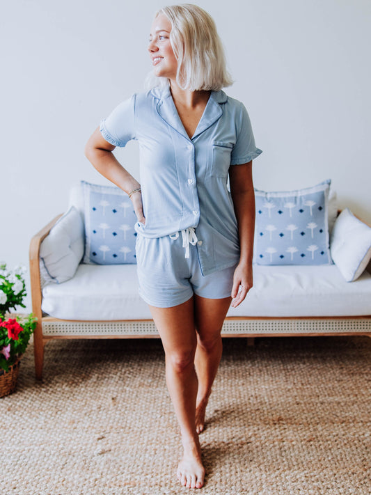 Women's Relaxed Pajama Set - Blue Fog