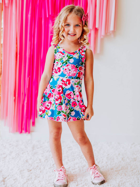 Tennis Dress - Joyful Poppies (Size Down)