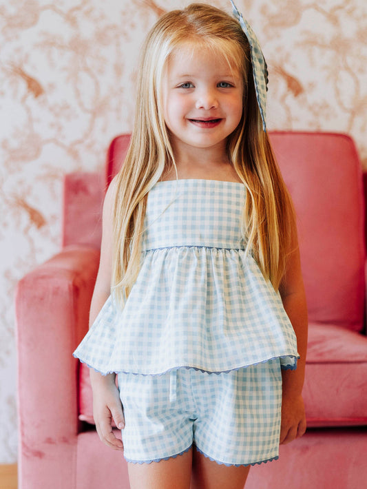 Ellie Tie Set - Blue Gingham