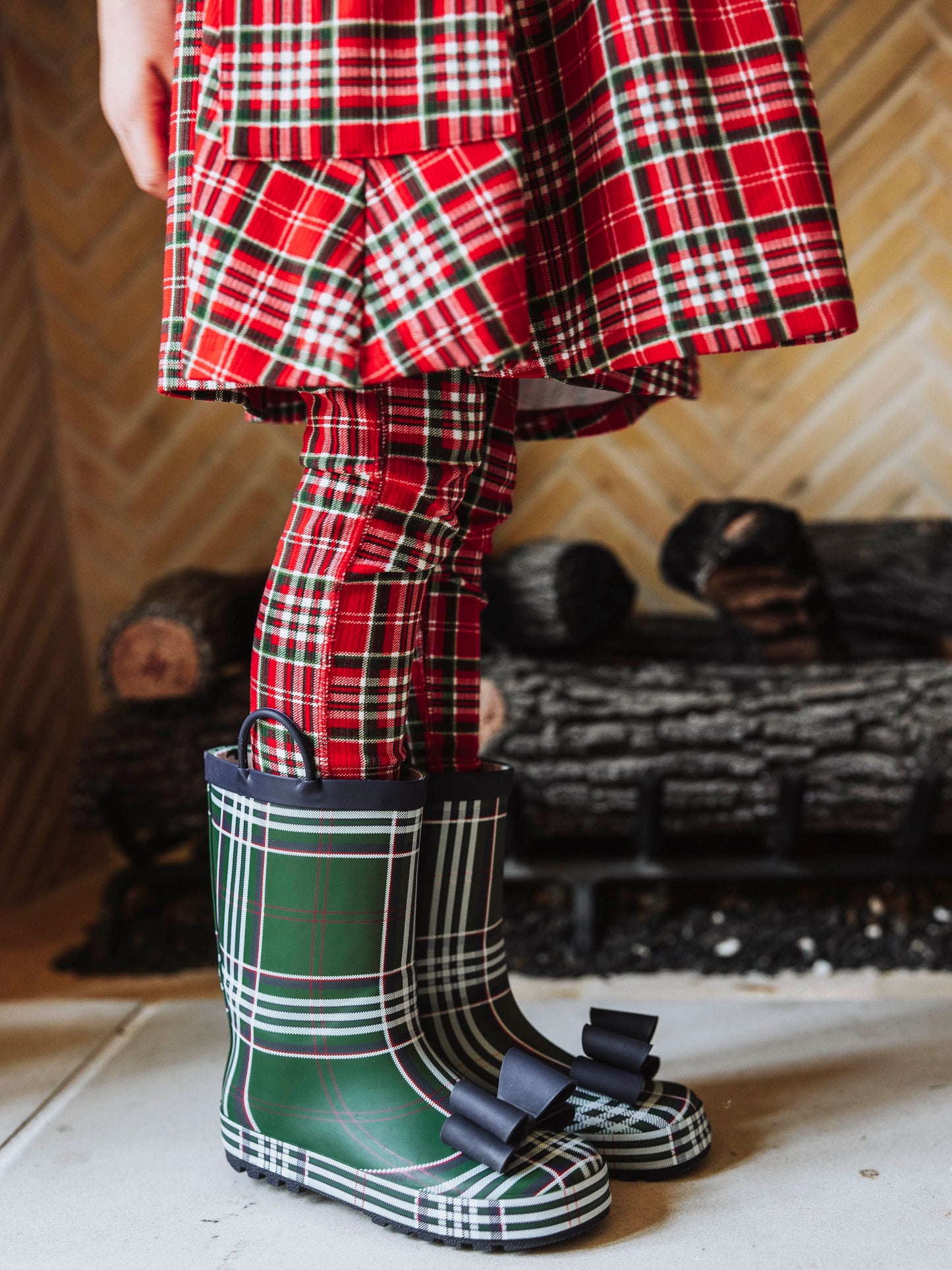 Cheery Rain Boots - Traditional Plaid