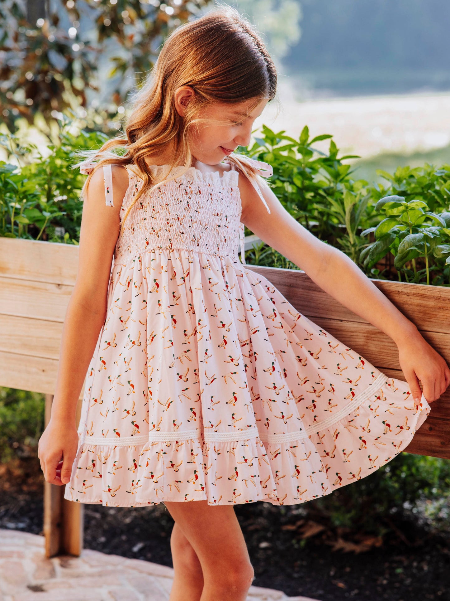 Audrey Smocked Dress - Fly Away Pink