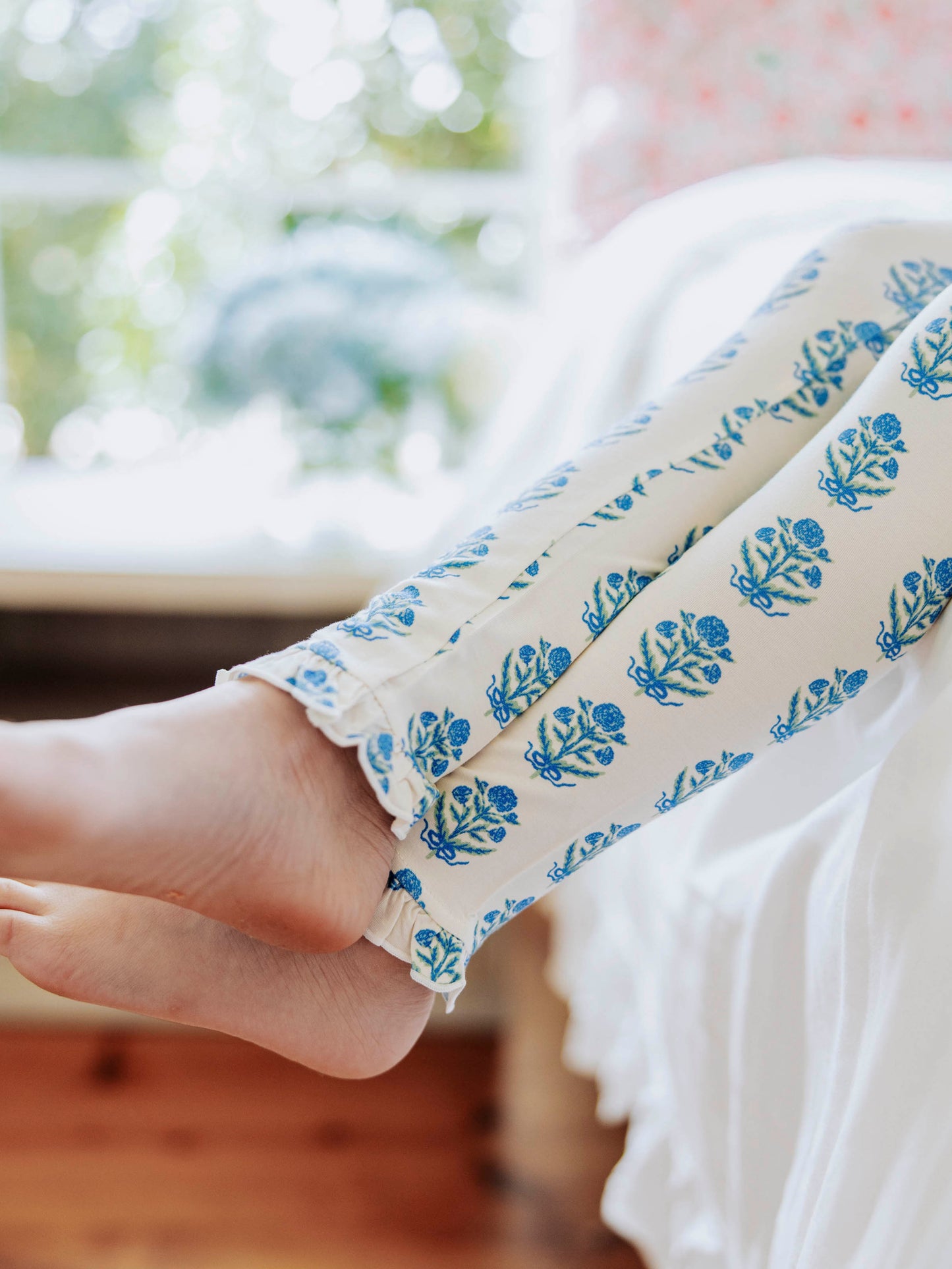Cloud Fitted Ruffled Pajamas - Blue Nostalgia