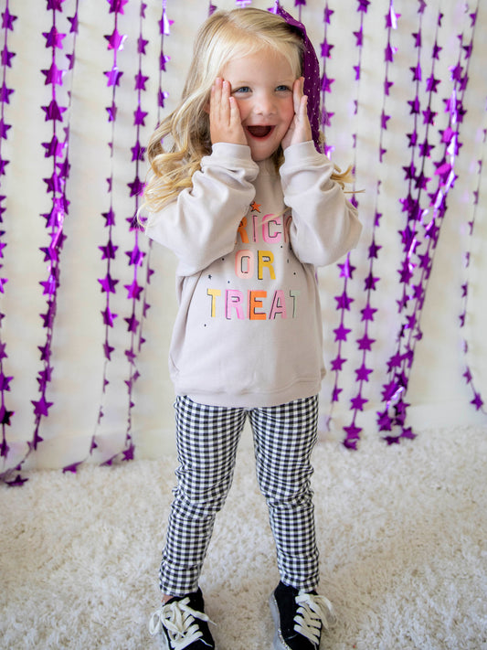 Fitted Ribbed Leggings - Black Check