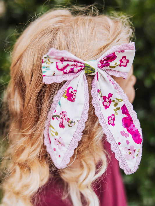 Small Long Tail Bow - Autumn Flowers
