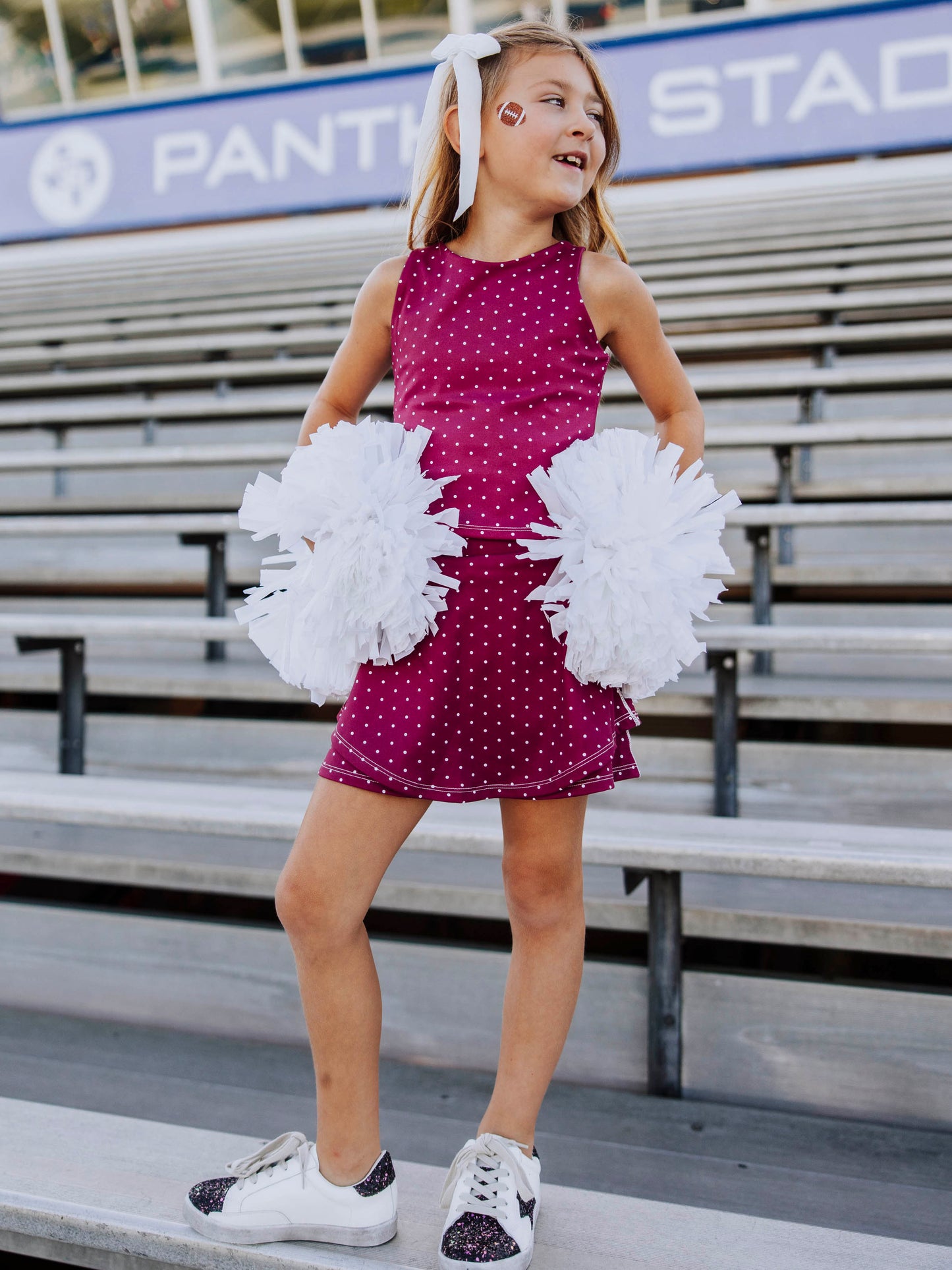 Active Skort Set - Maroon Dot