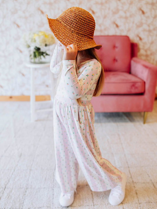 Leggy Romper - Floral Drop Stripe