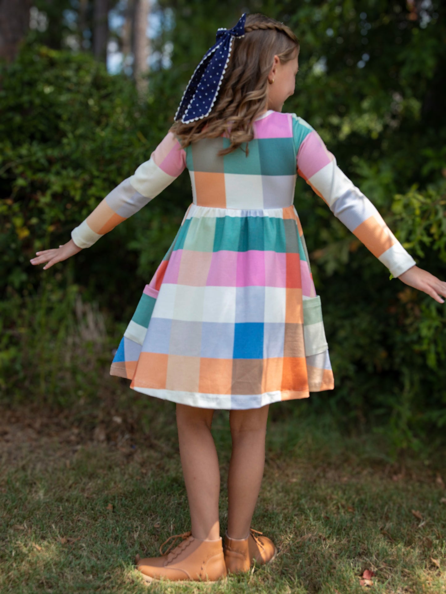 Fitted Ribbed Dress - Fall Nights Plaid