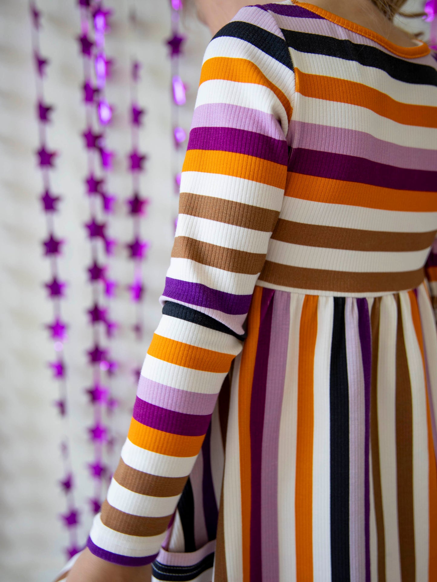 Fitted Ribbed Dress - Fall Stripe
