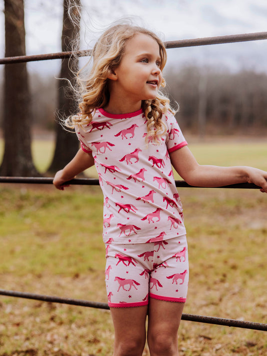 Cloud Fitted Short Set Pajamas - Pink Filly