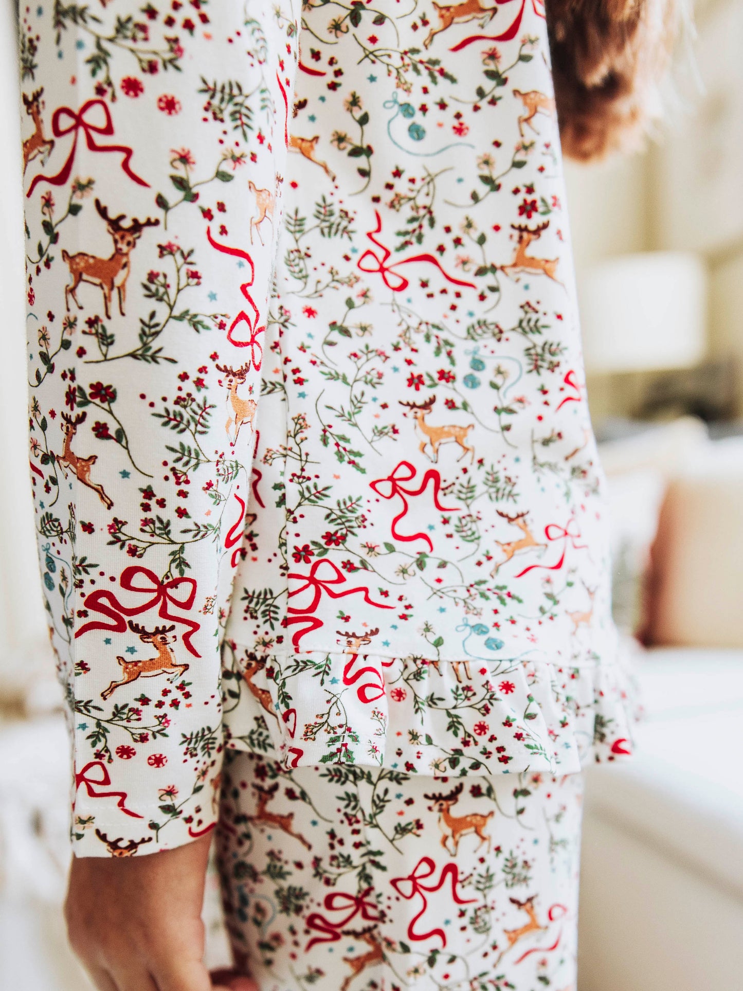 Ruffled Pant Set - Holly Jolly Reindeer