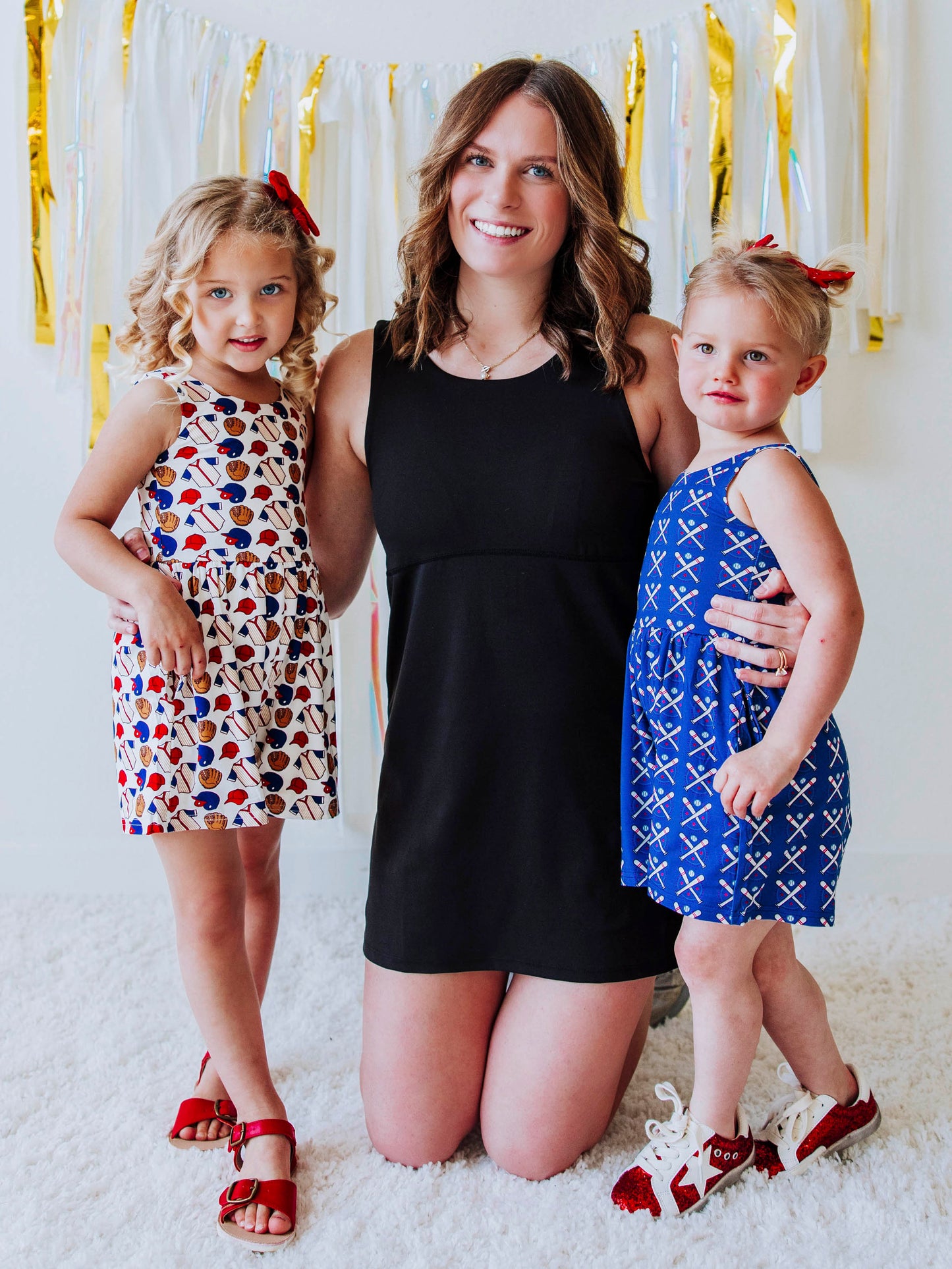 Short Leggy Romper - Baseball Bats Navy