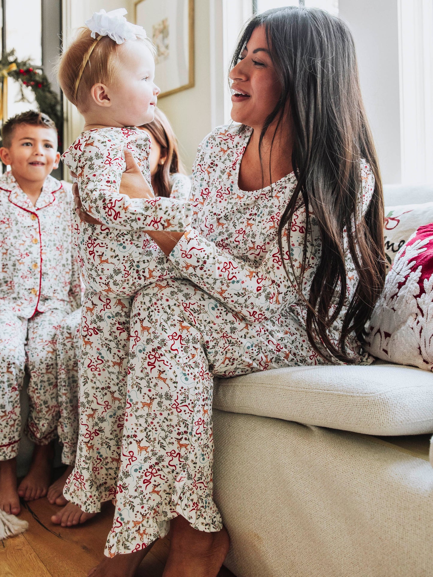 Women's Ruffled Pant Set - Holly Jolly Reindeer