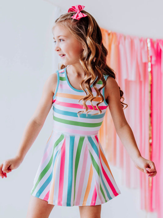 Tennis Dress - Cheery Stripe (Size Down)