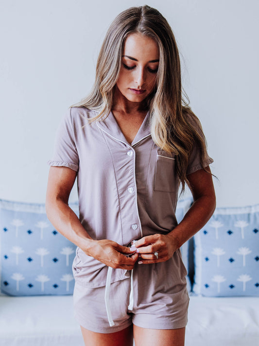 Women's Relaxed Pajama Set - Sandy Brown