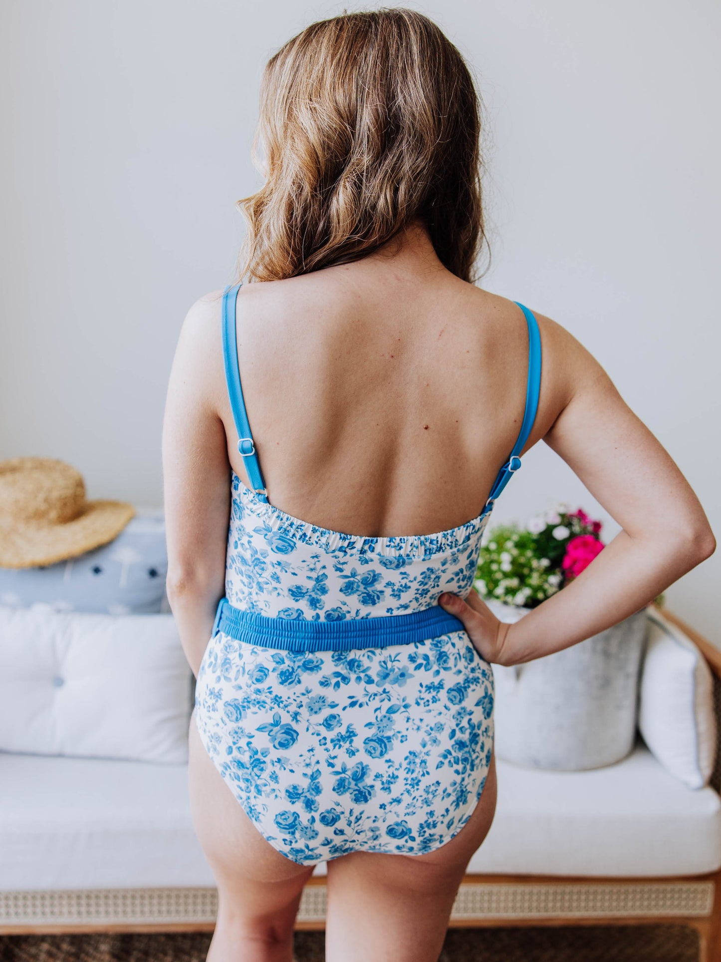 Women's Belted One Piece - Blooming Blues