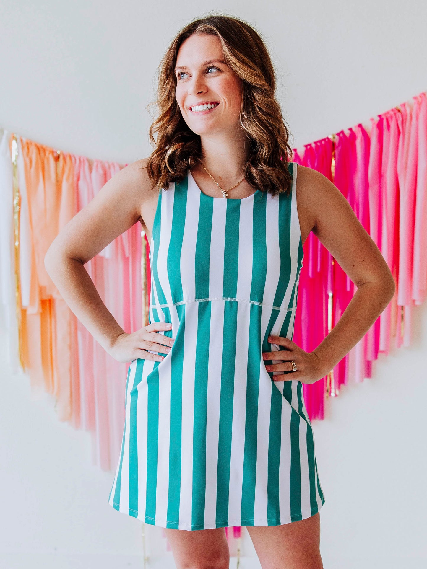 Women's Active Dress - Sea Green Stripe