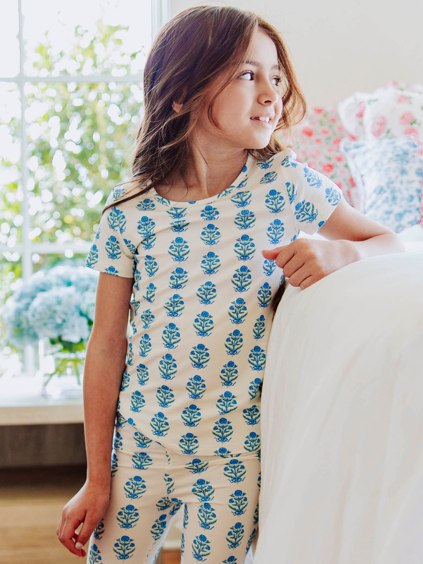 Cloud Fitted Ruffled Pajamas - Blue Nostalgia