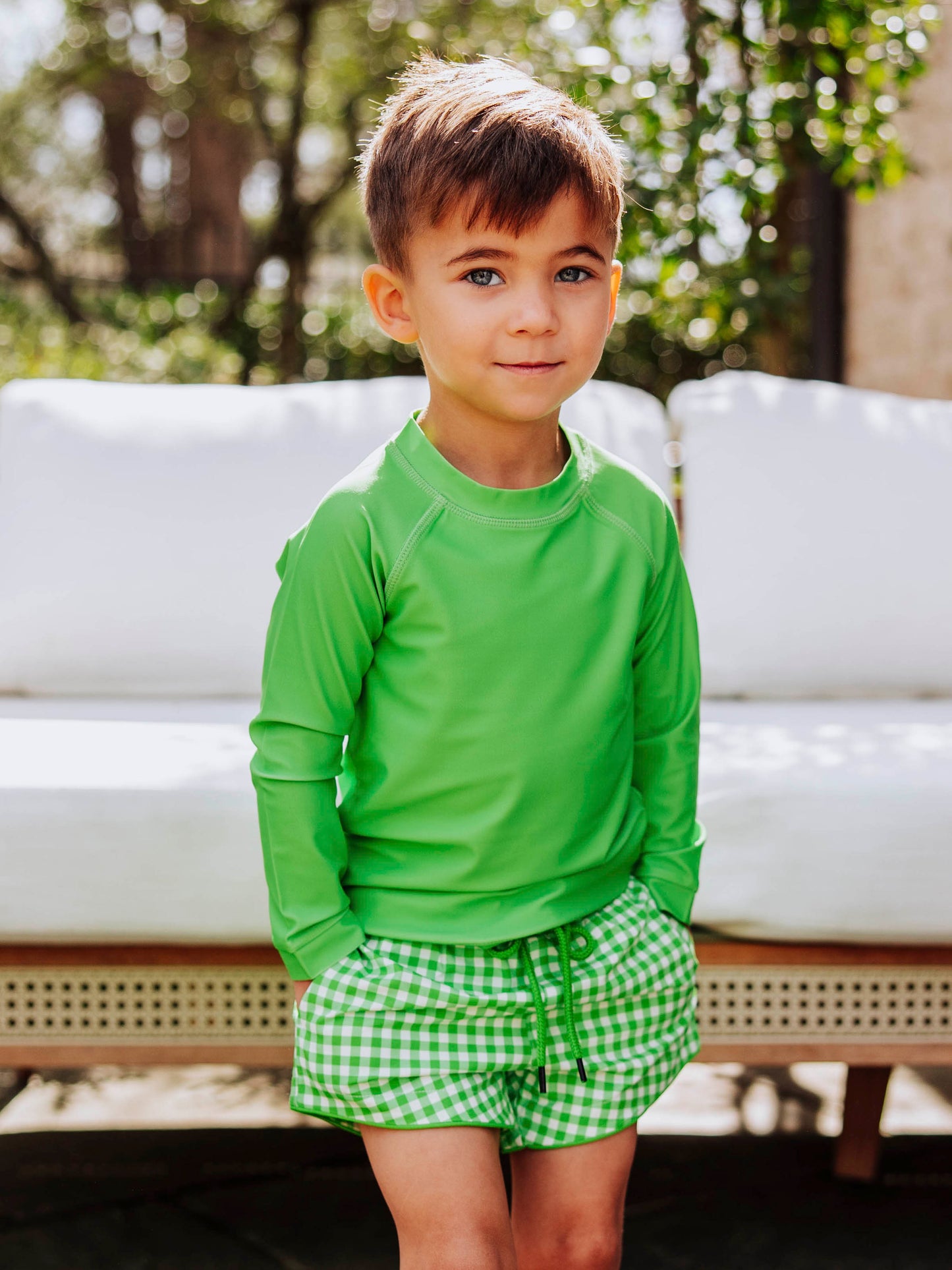 Boy's Swim Trunks - Lemon Lime Check