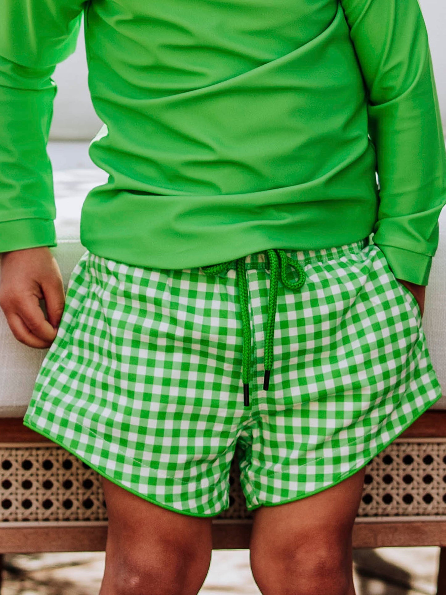Boy's Swim Trunks - Lemon Lime Check