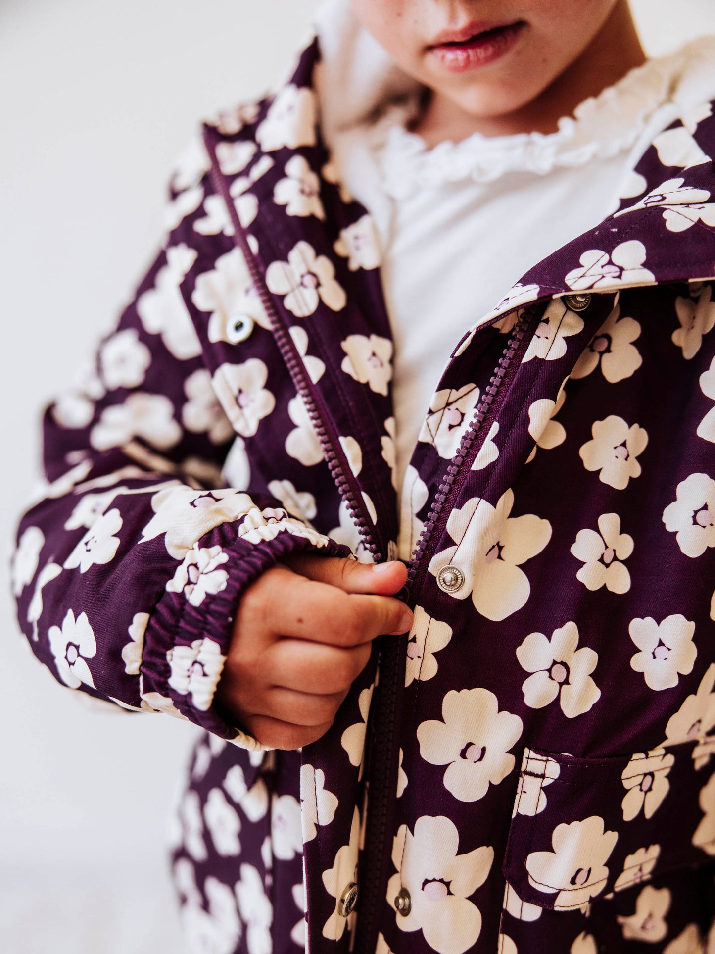 Sherpa Lined Hooded Jacket - Sugar Plum Floral