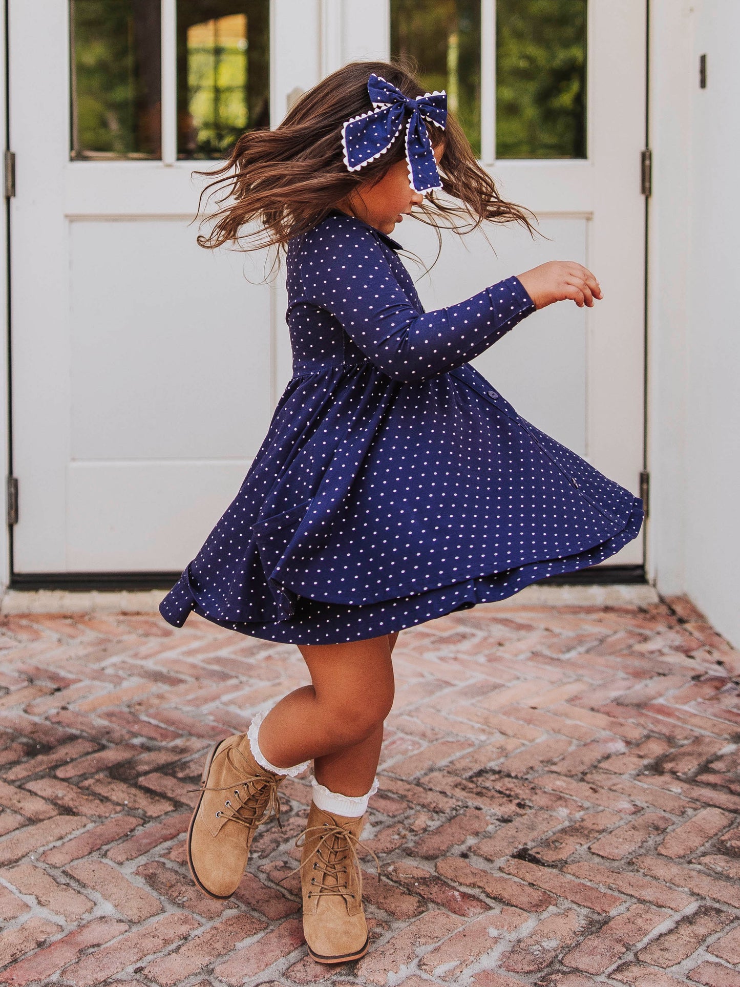 Prim Dress - Navy Dotty