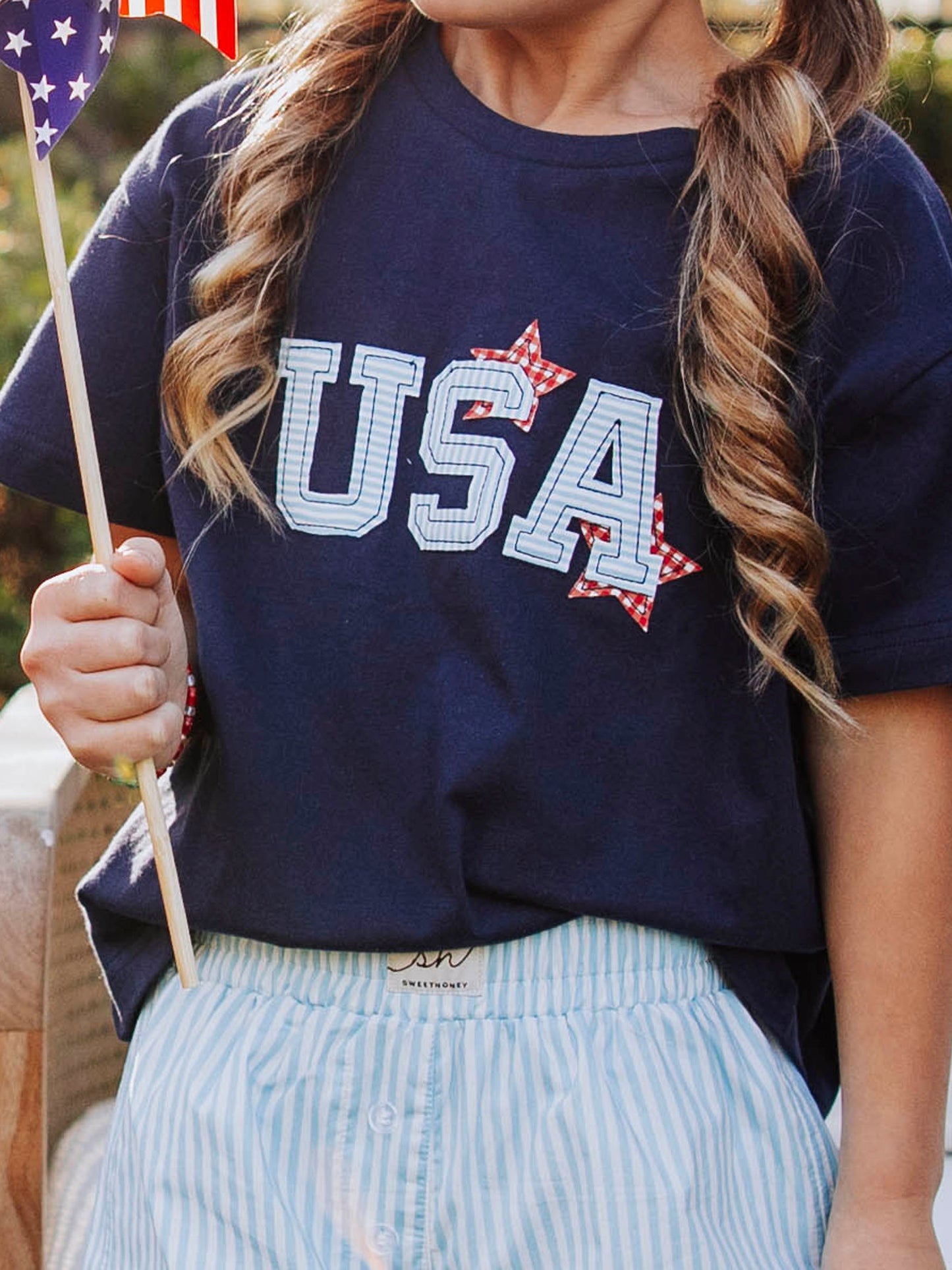 Applique Tee - Navy USA Stars