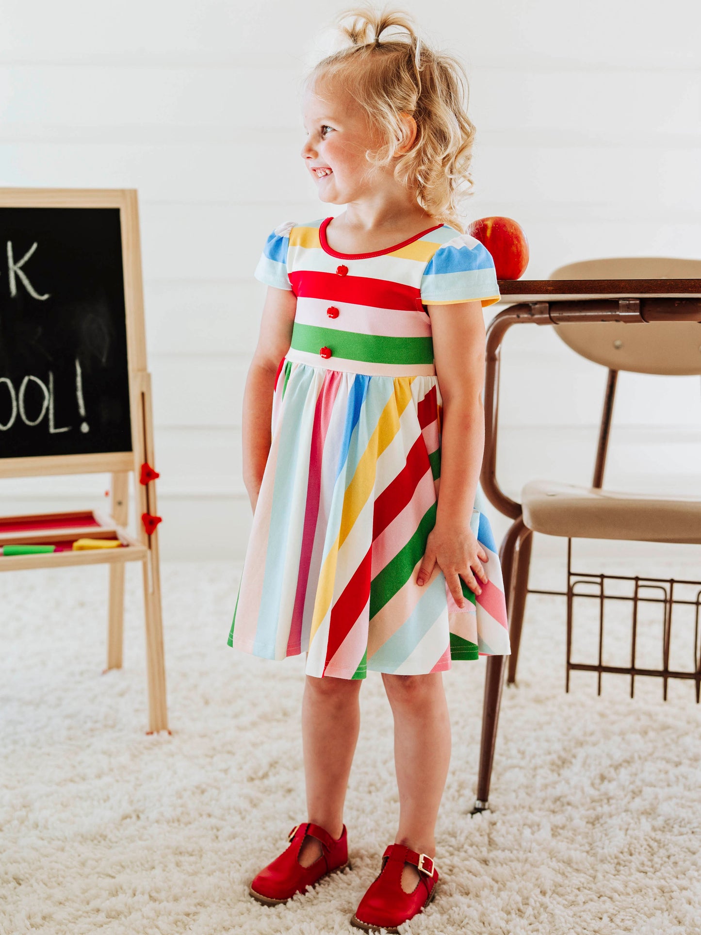 Flair Dress - Crayon Stripes