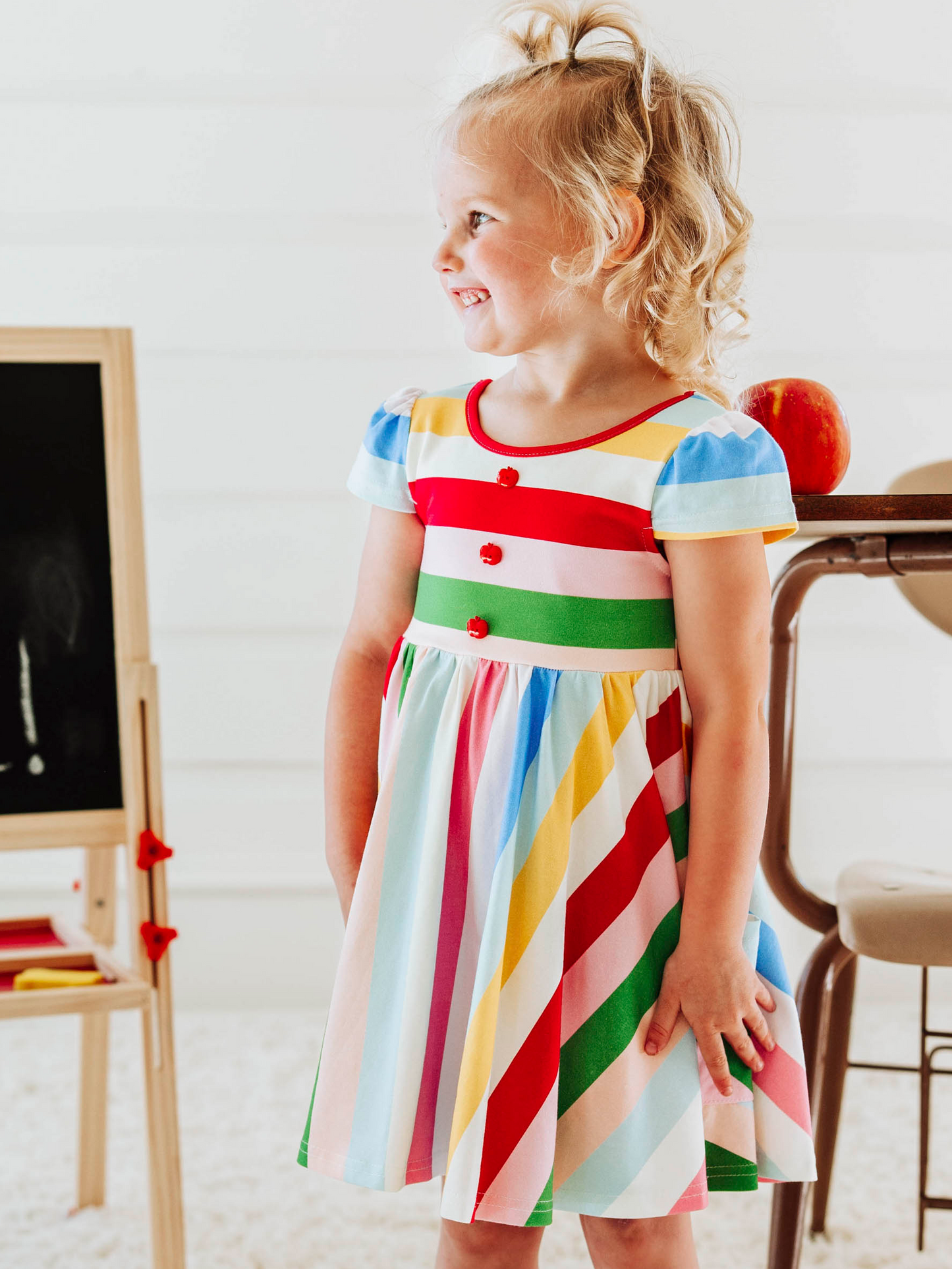 Flair Dress - Crayon Stripes