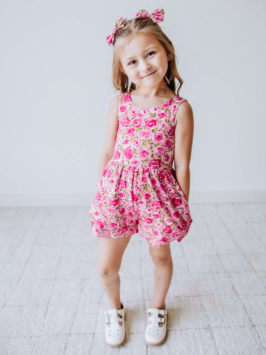 Short Leggy Romper - Covered in Roses