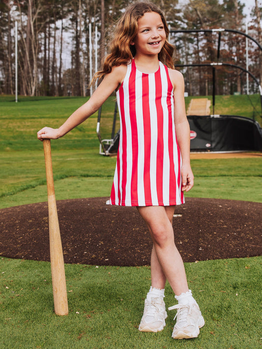 Racerback Tank Dress - Home Run Stripes