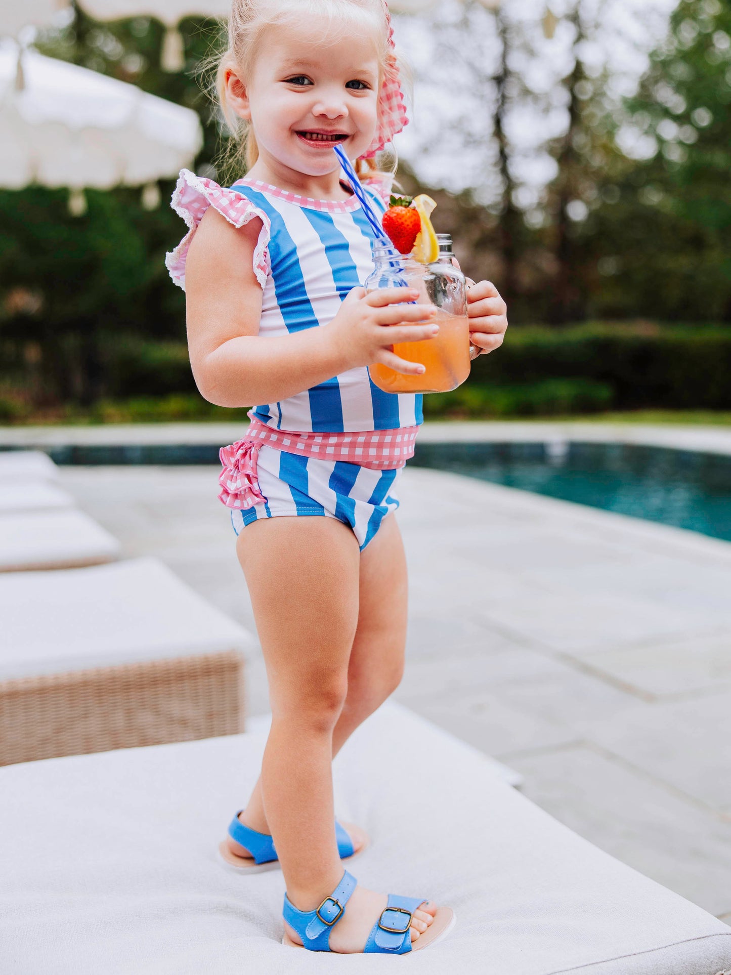 Miki Rash Guard - Beachy Blue Stripes